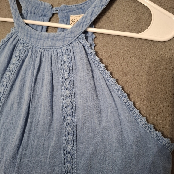 Blanco by Nature Ella Embroidered Halter Top Blue 100% Cotton Size Small - Picture 6 of 12
